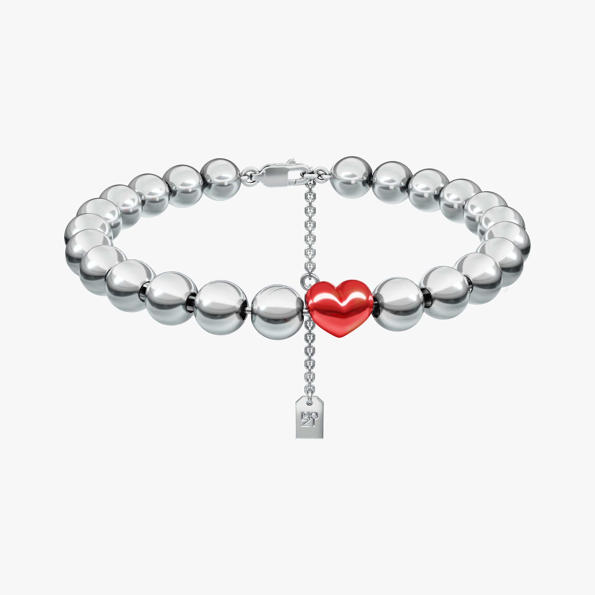 Браслет из серебряных бусин с нанокерамикой B 59 HEART - BB105-100 Браслет с нанокерамикой HEART
