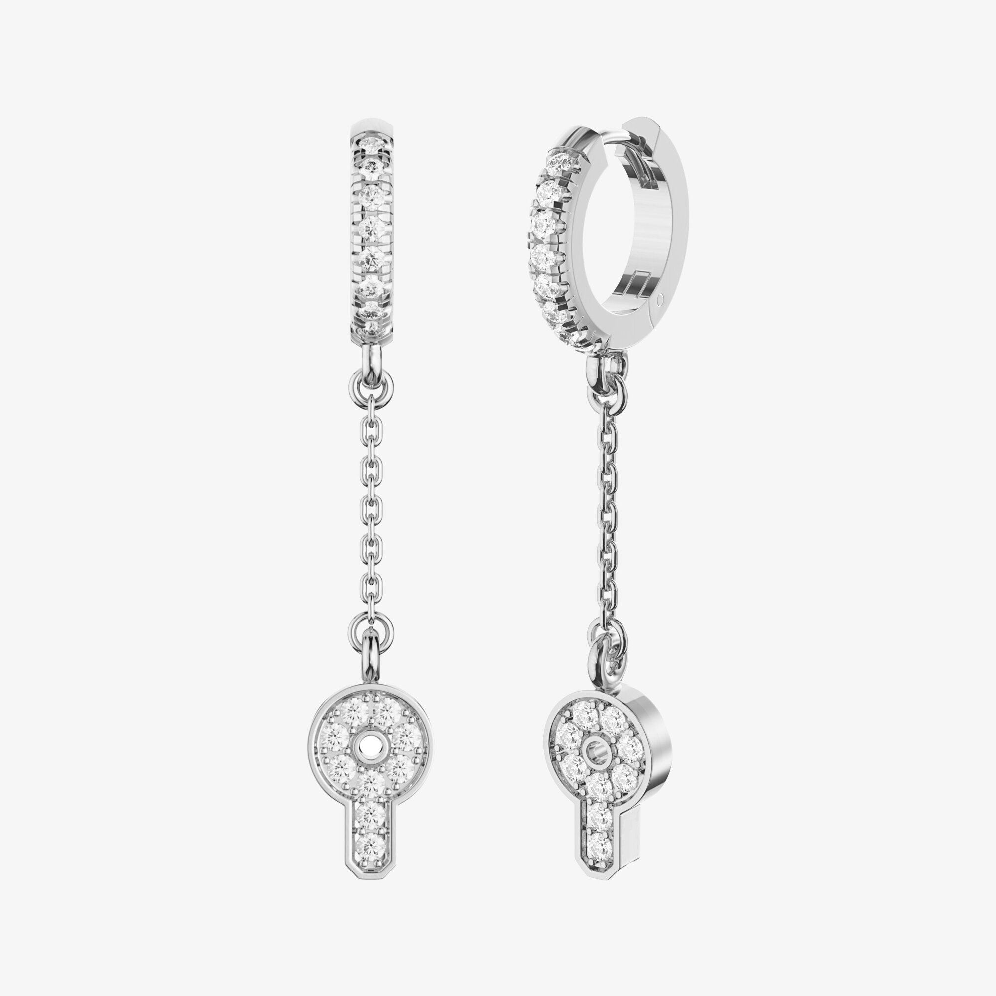 Серьги конго из белого золота с бриллиантами Key - EC116-430 Серьги конго Key с бриллиантами