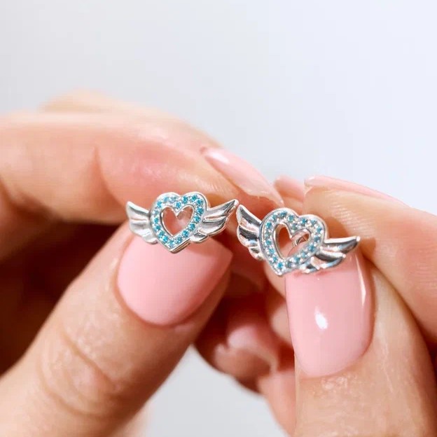 Серьги пусеты из серебра с фианитами АНГЕЛ - EC028-110 Серьги Angel