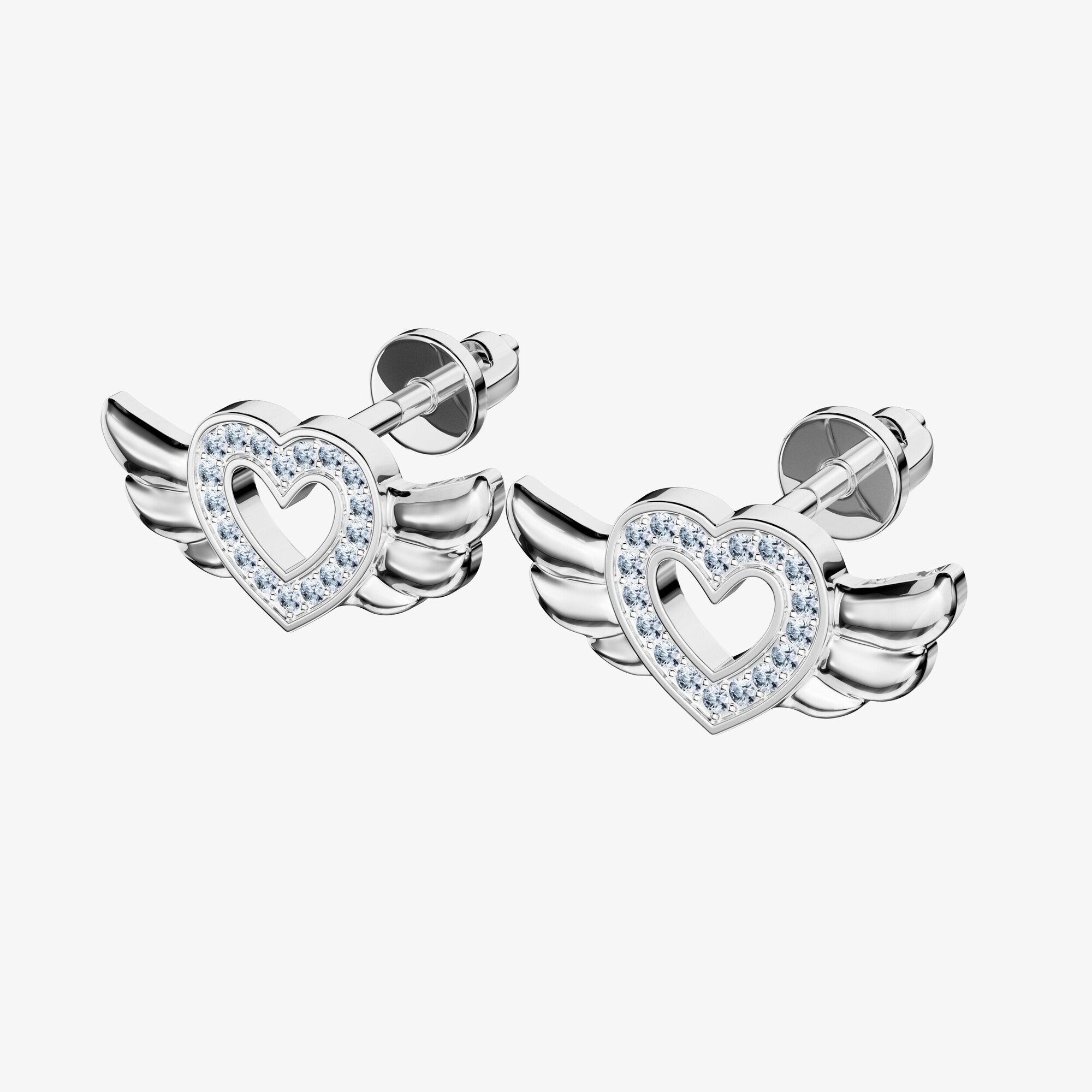 Серьги пусеты из серебра с фианитами АНГЕЛ - EC028-110 Серьги Angel