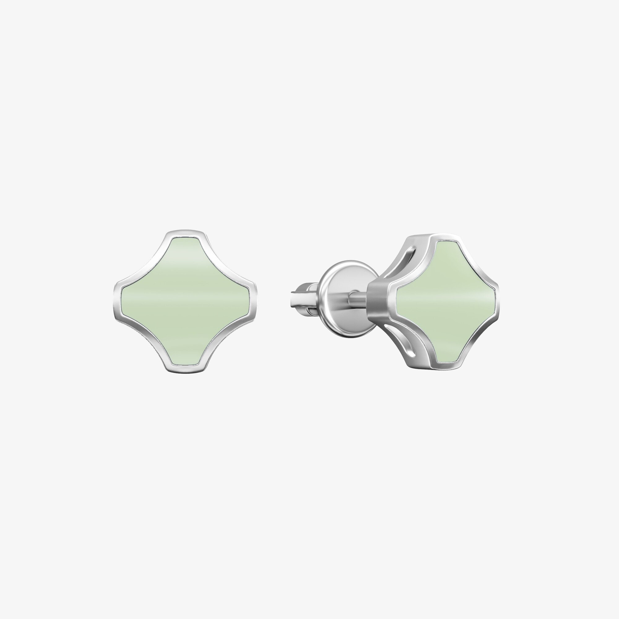 Серьги из серебра с эмалью ПУТЬ 1 фисташка - EC102-101 Серьги WAY 1 pistachio