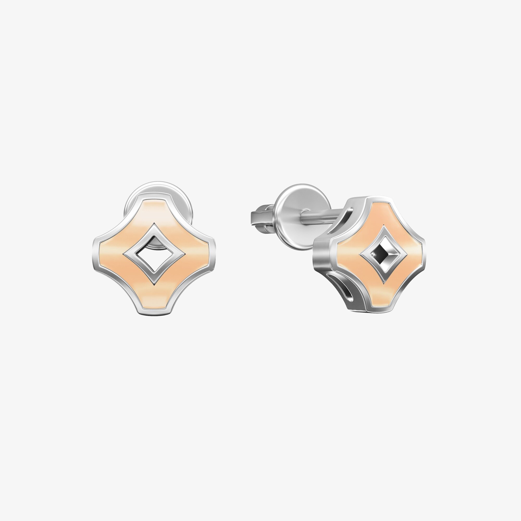 Серьги из серебра с эмалью ПУТЬ 2 персик - EC092-101 Серьги WAY 2 peach