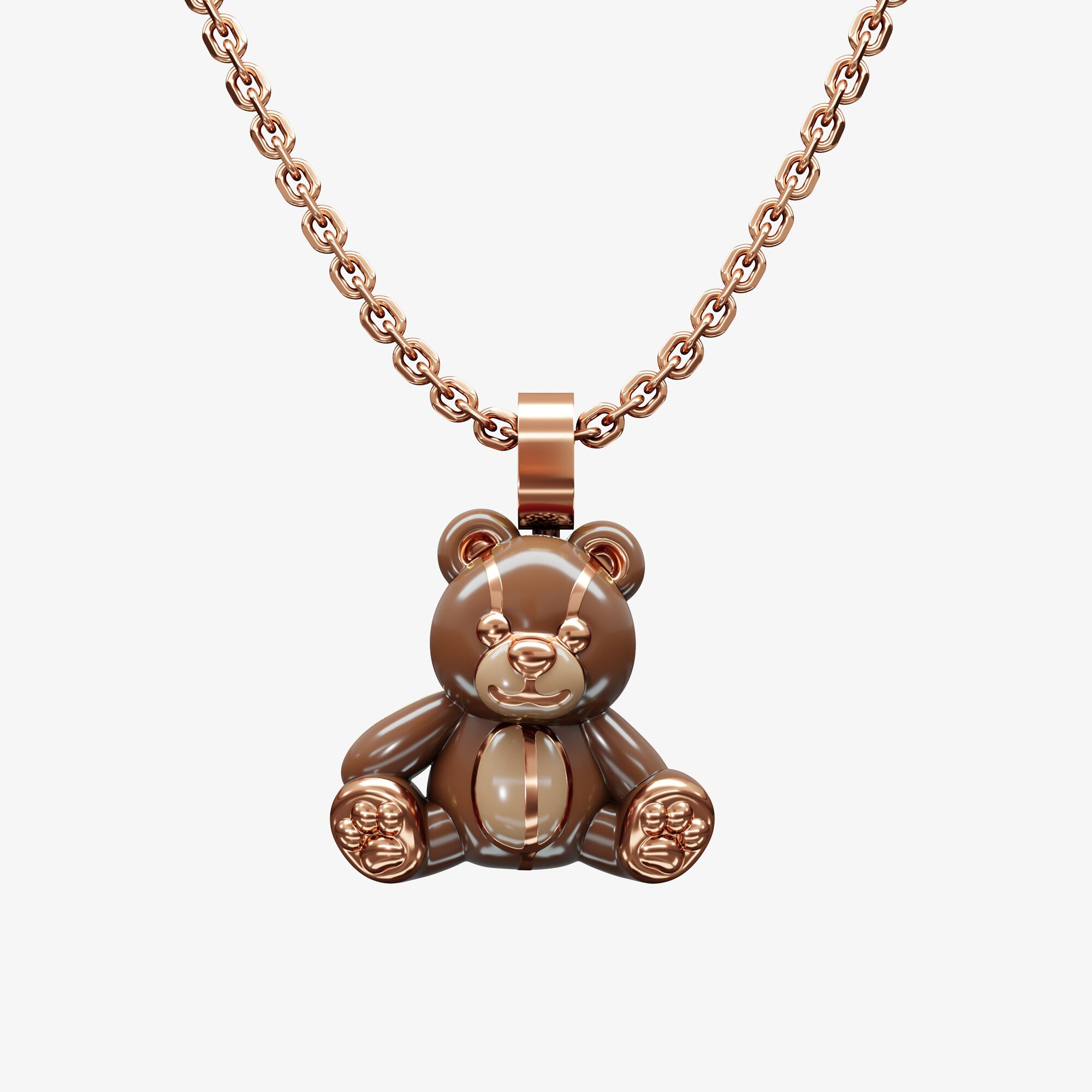 Подвеска из розового золота с эмалью ЭМОДЗИ МИШКА - PC210-302 Подвеска TEDDY BEAR