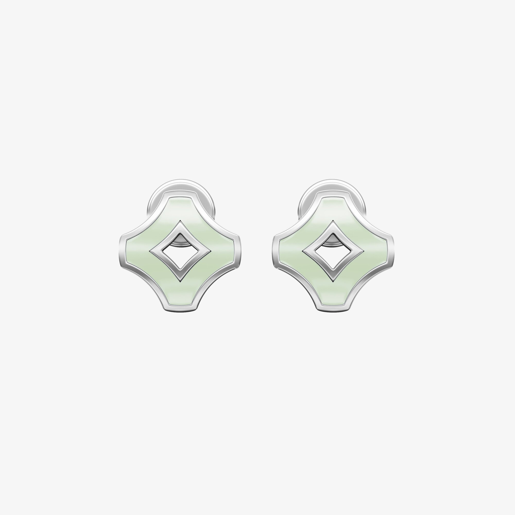 Серьги из серебра с эмалью ПУТЬ 2 фисташка - EC094-101 Серьги WAY 2 pistachio