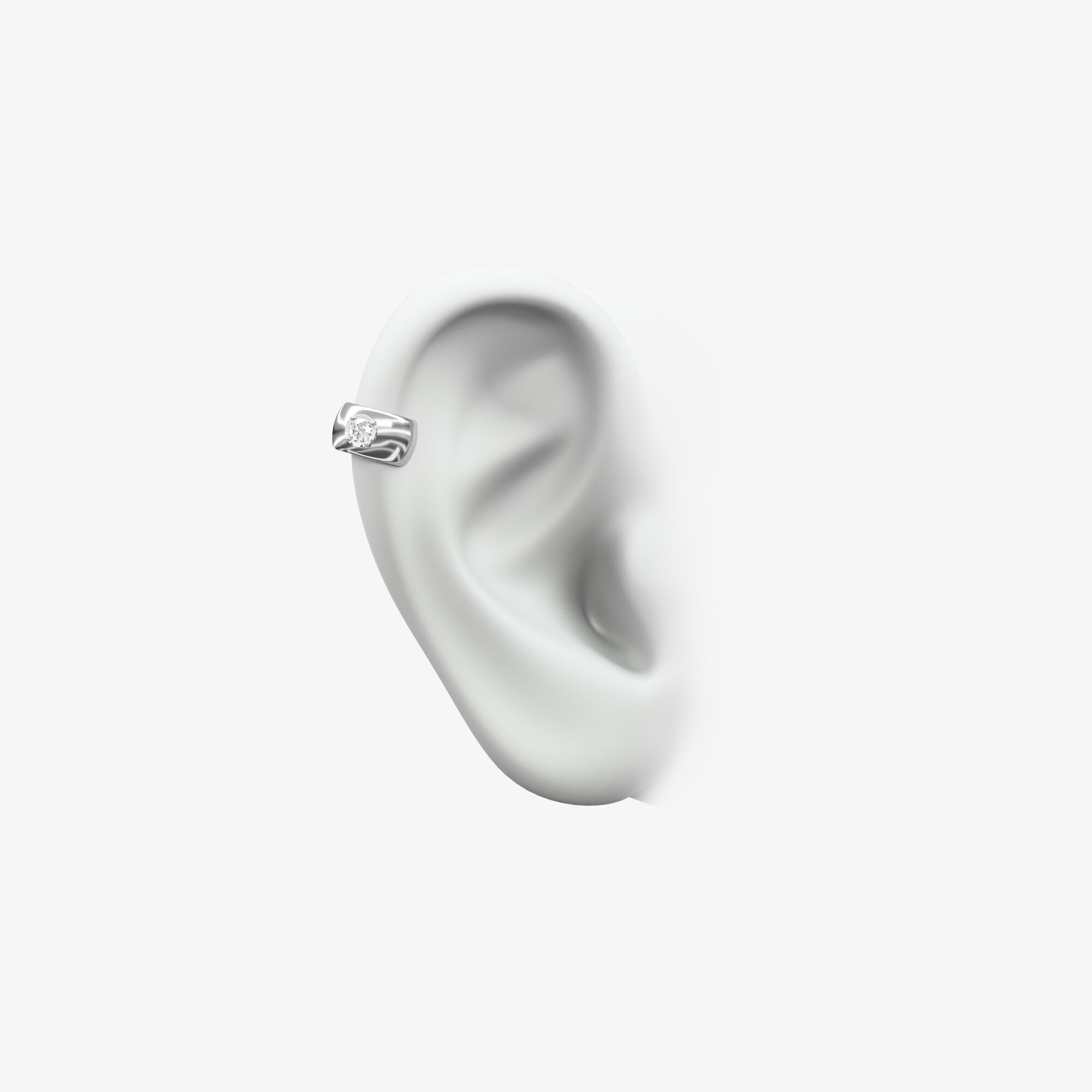 Кафф S из серебра с фианитом - EB071-110 Кафф S с фианитами