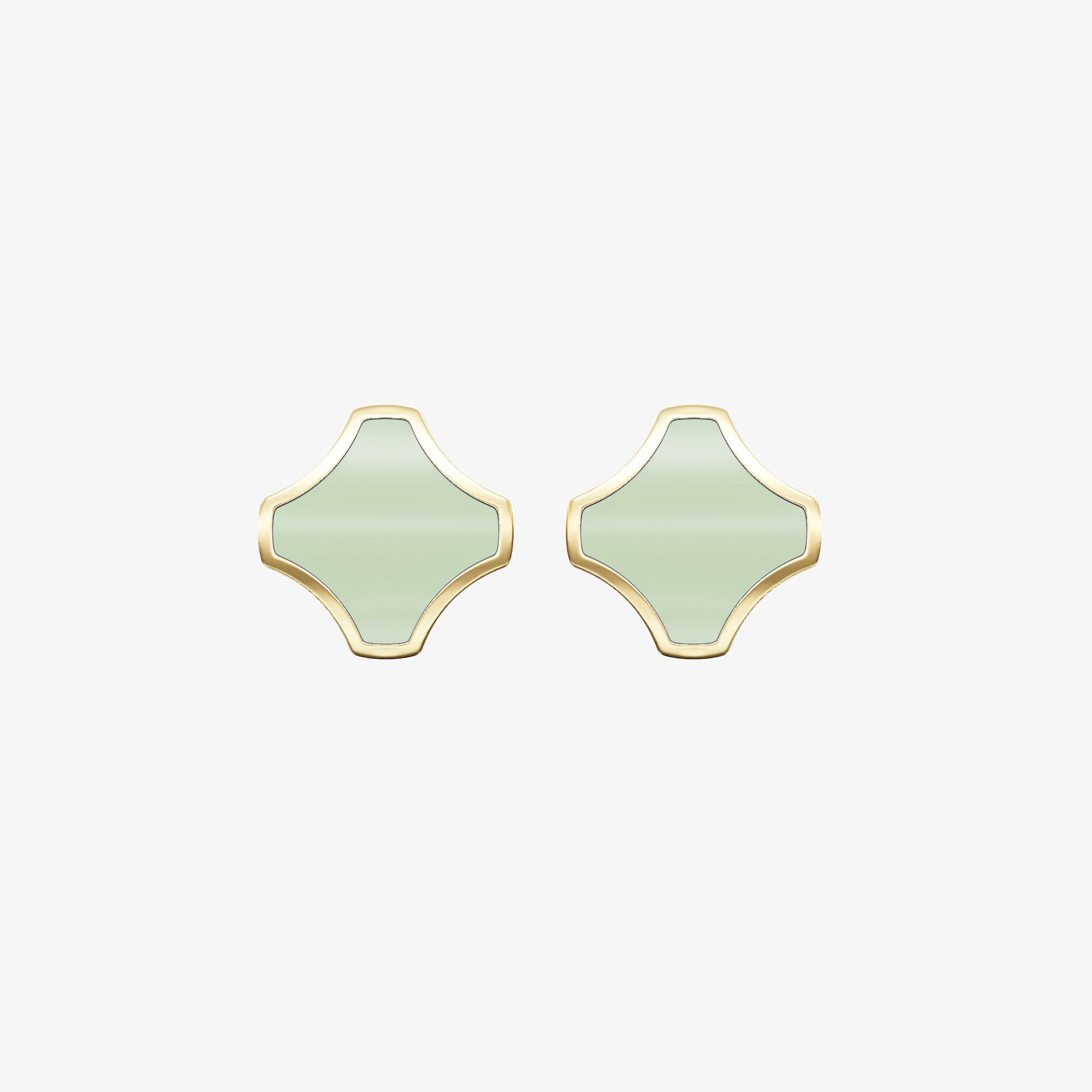 Серьги из желтого золота с эмалью ПУТЬ 1 фисташка - EC102-201 Серьги WAY 1 pistachio