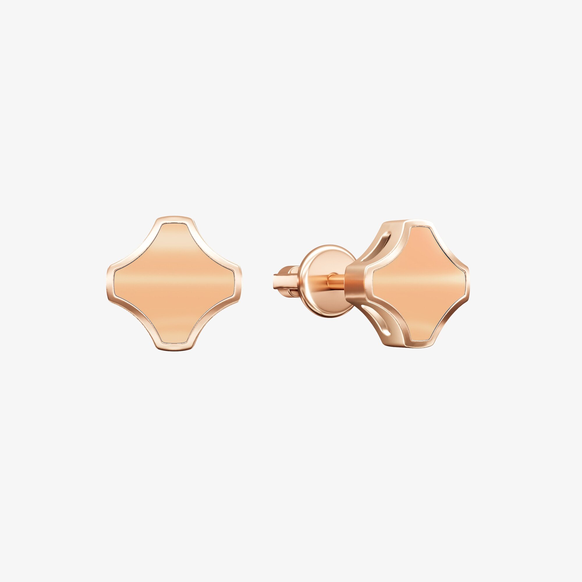 Серьги из розового золота с эмалью ПУТЬ 1 персик - EC088-301 Серьги WAY 1 peach