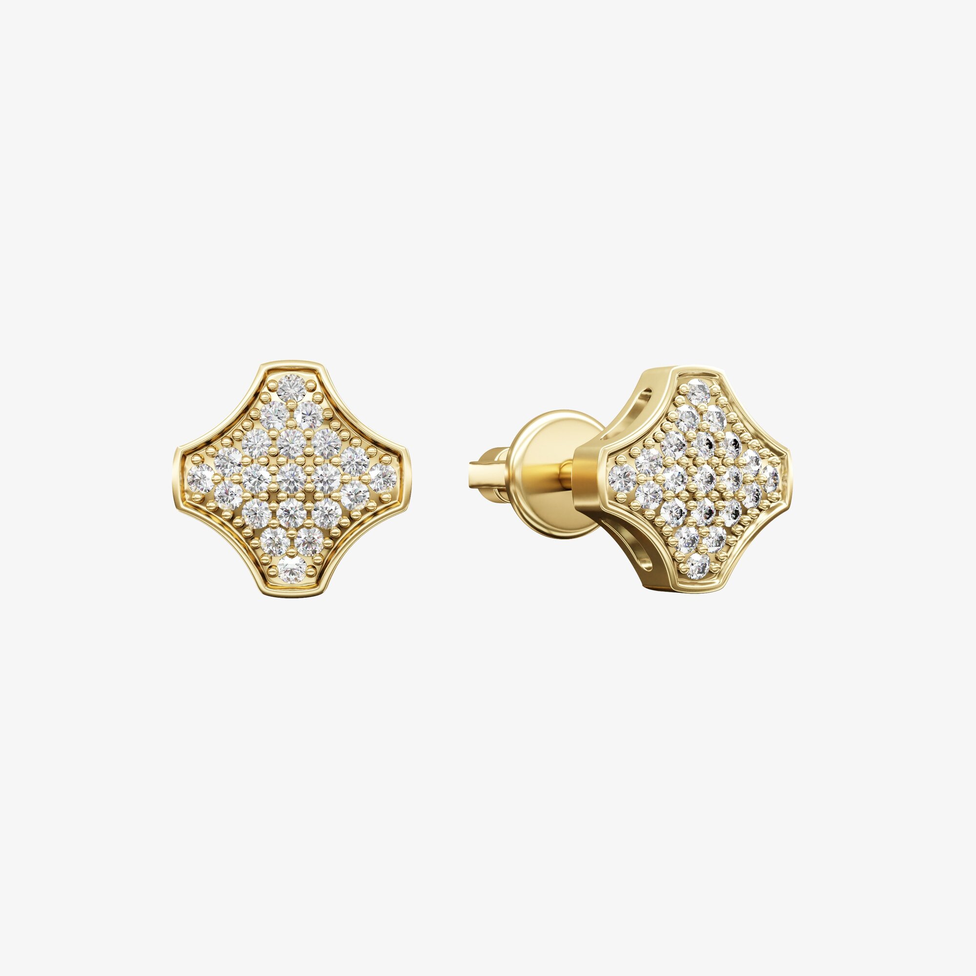 Серьги из желтого золота с бриллиантами ПУТЬ 4 - EC098-230 Серьги WAY 4