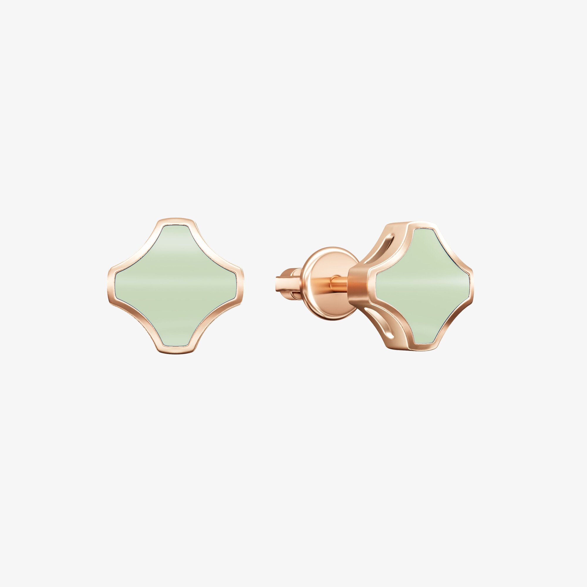 Серьги из розового золота с эмалью ПУТЬ 1 фисташка - EC102-301 Серьги WAY 1 pistachio
