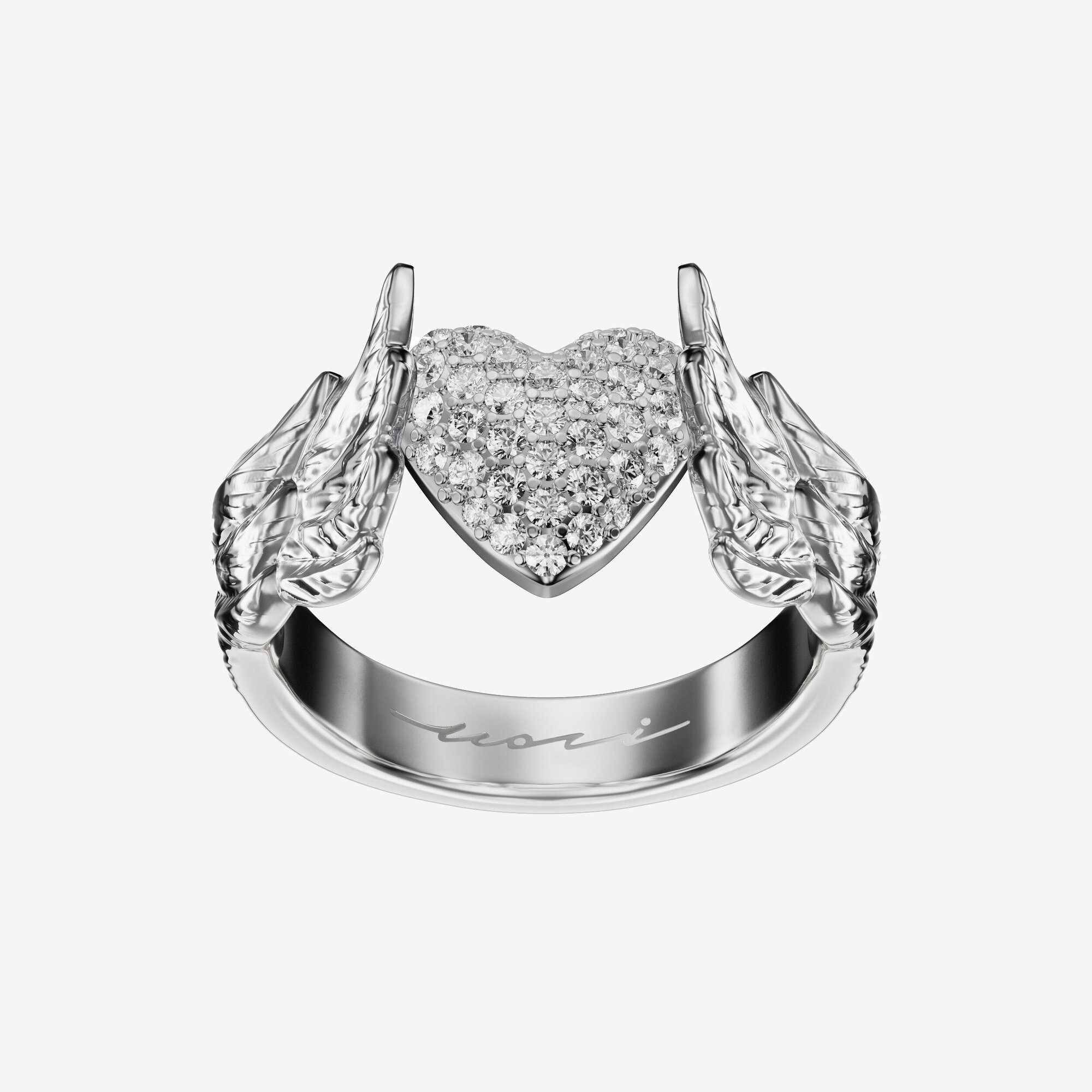 Кольцо с сердцем из серебра с фианитами - RC095-110 Кольцо с сердцем