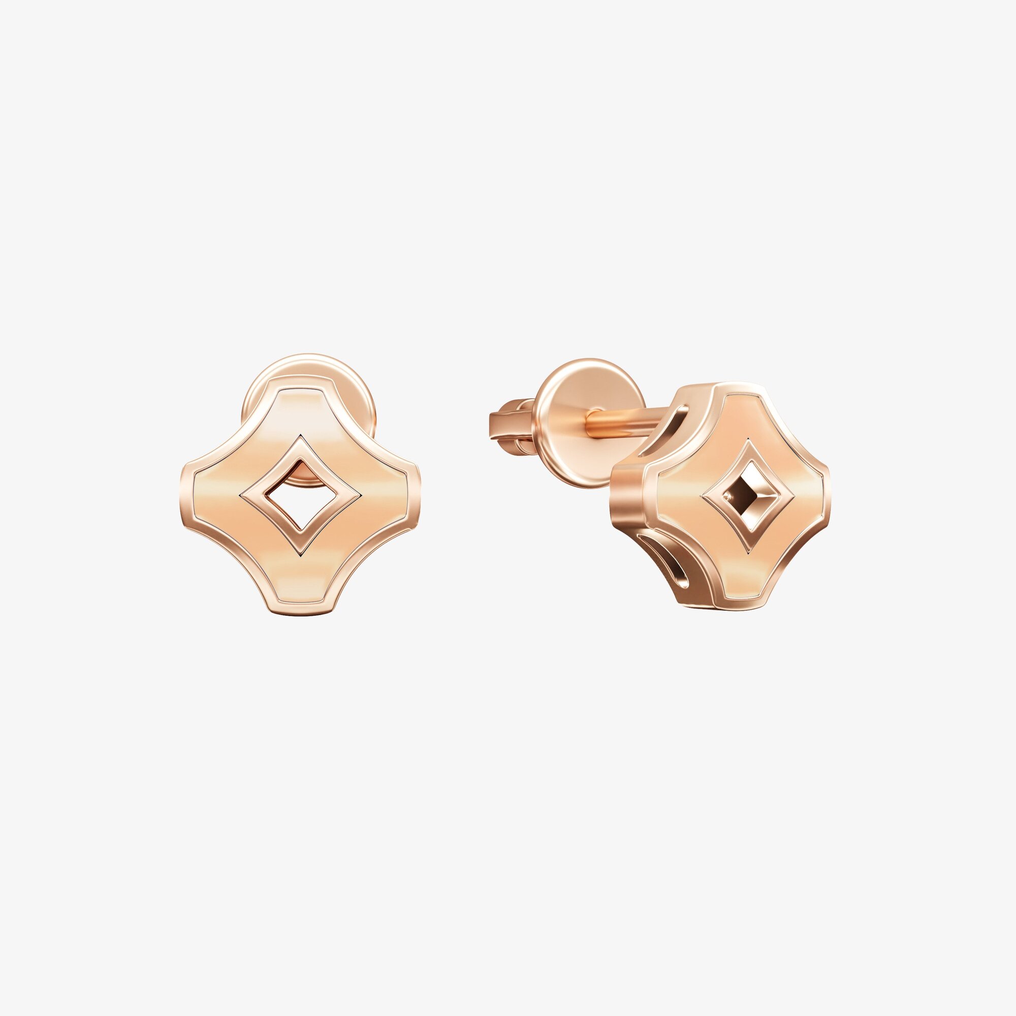 Серьги из розового золота с эмалью ПУТЬ 2 персик - EC092-301 Серьги WAY 2 peach