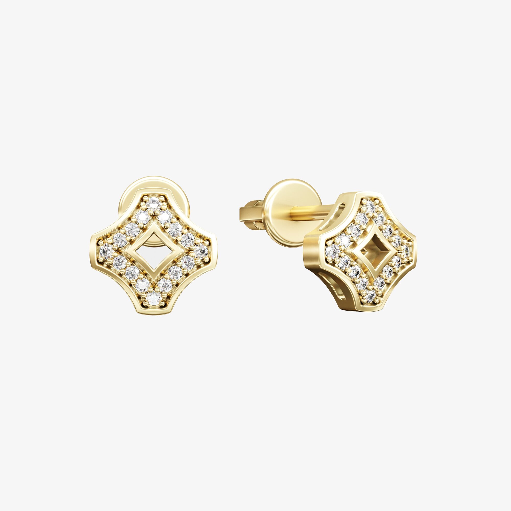 Серьги из желтого золота с бриллиантами ПУТЬ 3 - EC096-230 Серьги WAY 3