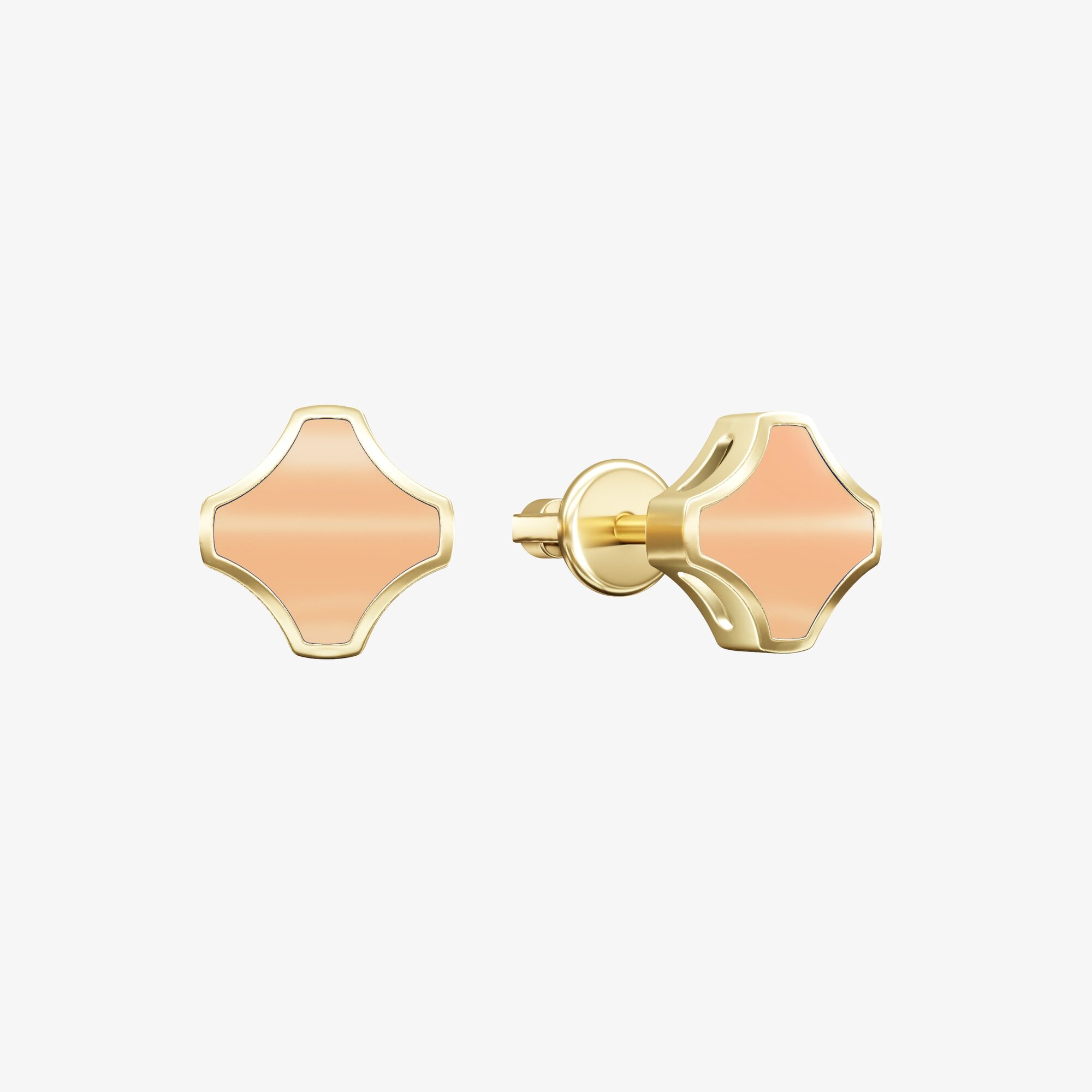 Серьги из золота с эмалью ПУТЬ 1 персик - EC088-201 Серьги WAY 1 peach