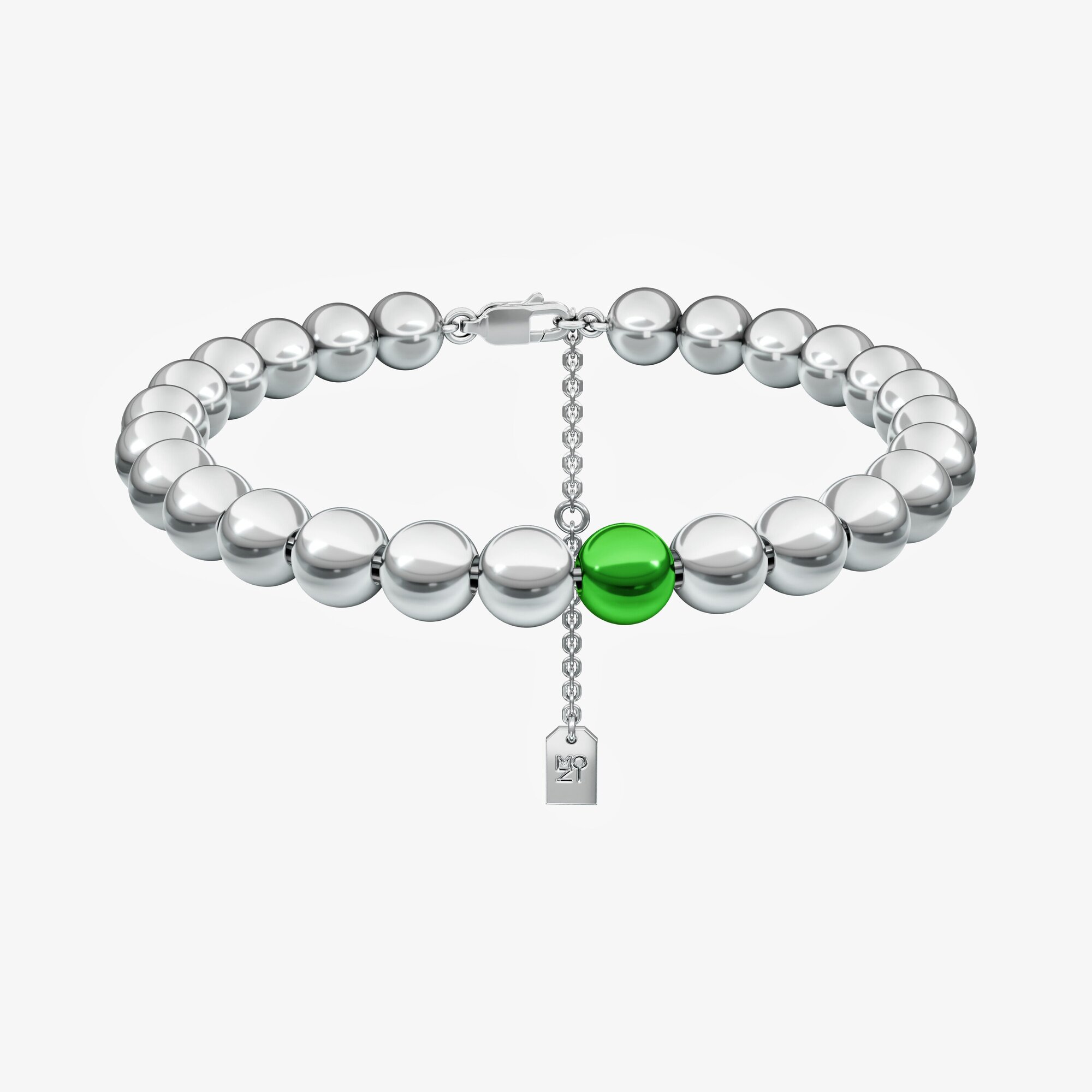 Браслет из серебряных бусин с нанокерамикой B 58 GREEN - BB104-100 Браслет из бусин с нанокерамикой B 58 GREEN