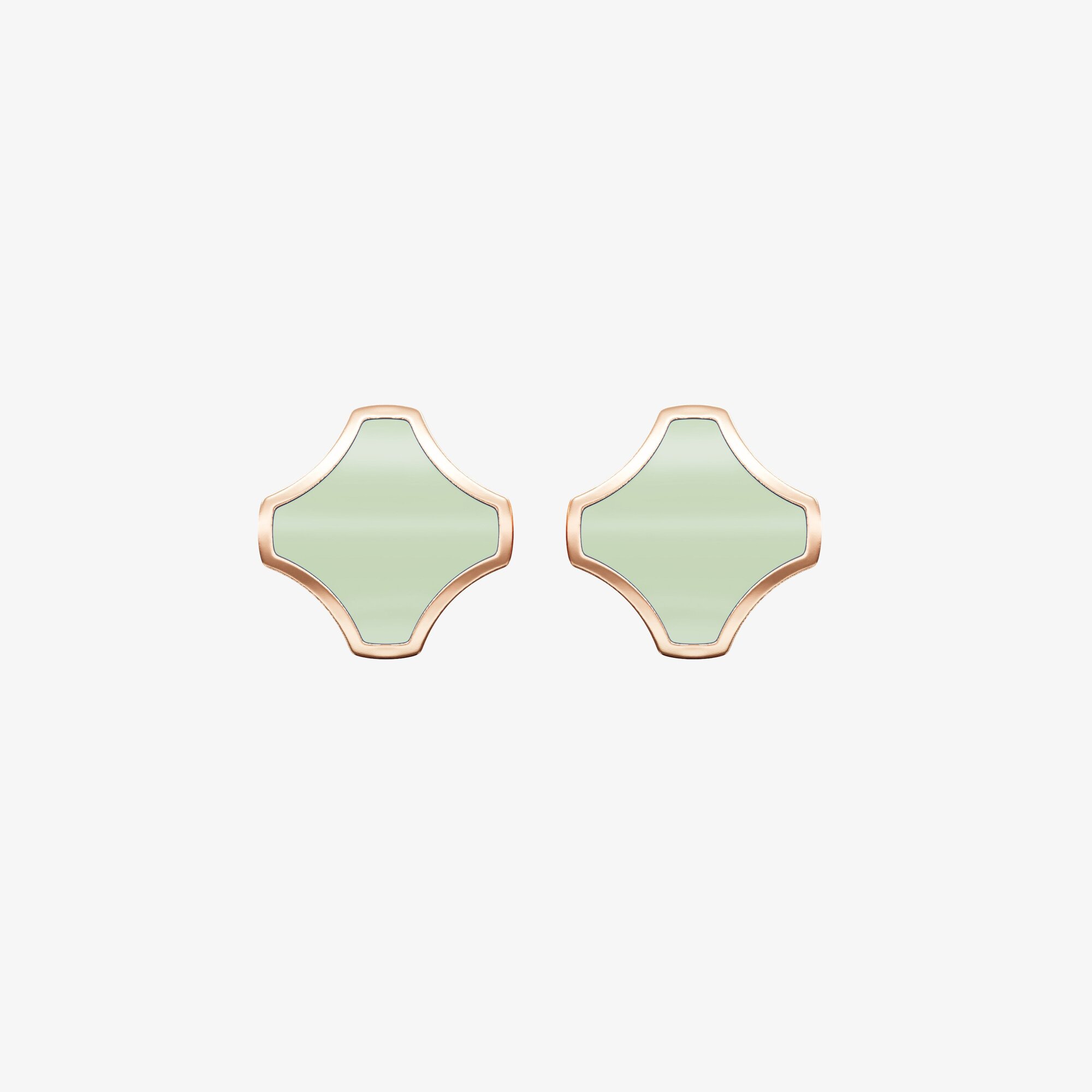 Серьги из розового золота с эмалью ПУТЬ 1 фисташка - EC102-301 Серьги WAY 1 pistachio