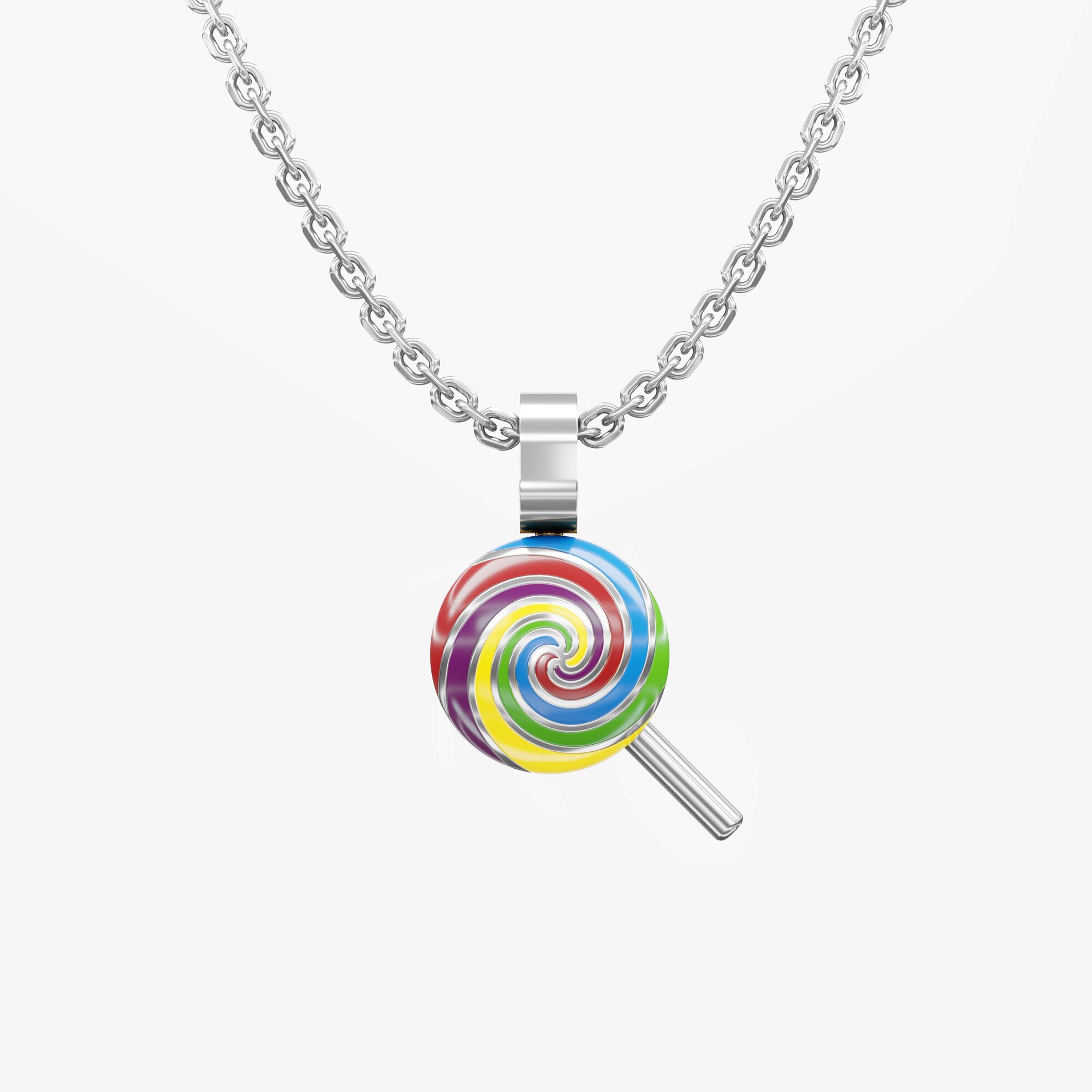 Подвеска из серебра с эмалью ЭМОДЗИ ЛЕДЕНЕЦ - PC141-102 Подвеска LOLLIPOP