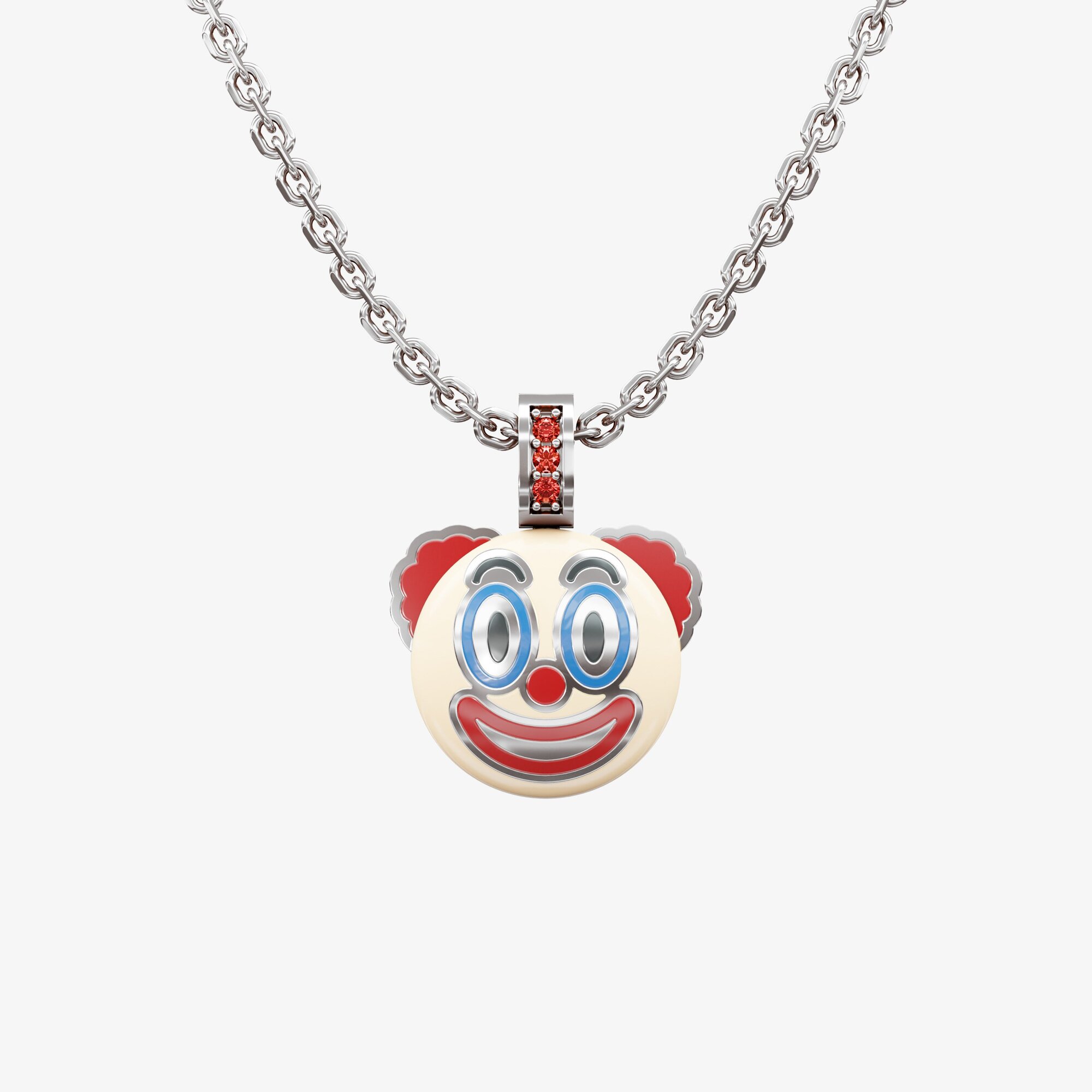 Подвеска из серебра с фианитами и эмалью ЭМОДЗИ КЛОУН - PC222-112 Подвеска CLOWN