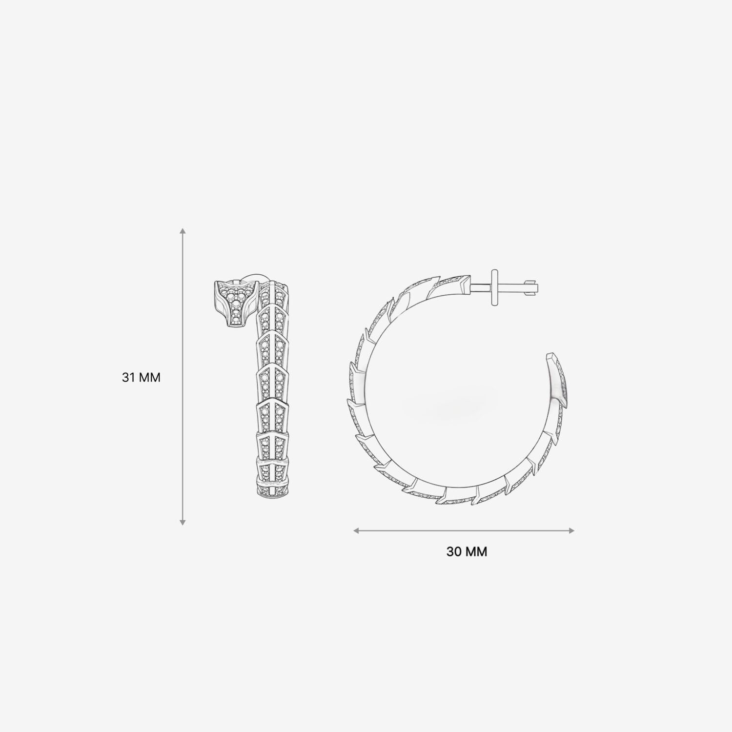 Серьги из белого золота с бриллиантами D 18 - EC131-430 Серьги Дракон 18