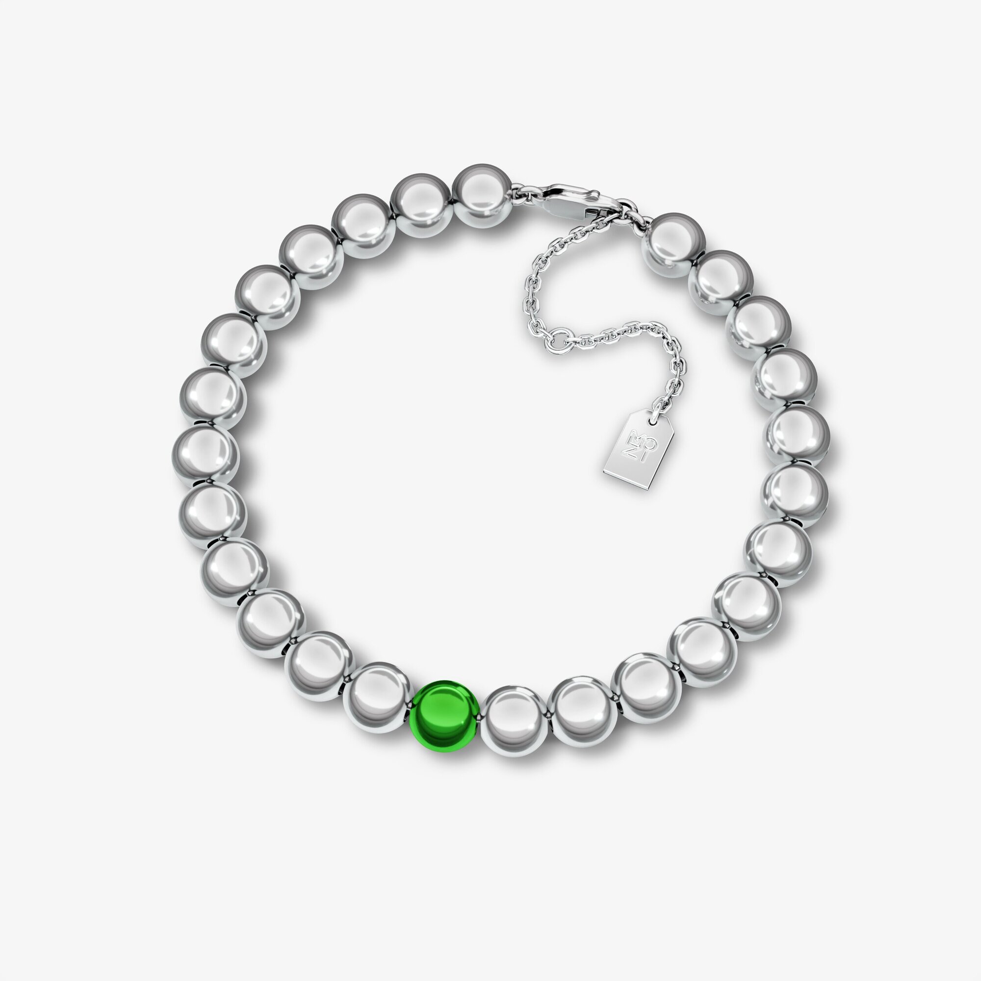 Браслет из серебряных бусин с нанокерамикой B 58 GREEN - BB104-100 Браслет из бусин с нанокерамикой B 58 GREEN