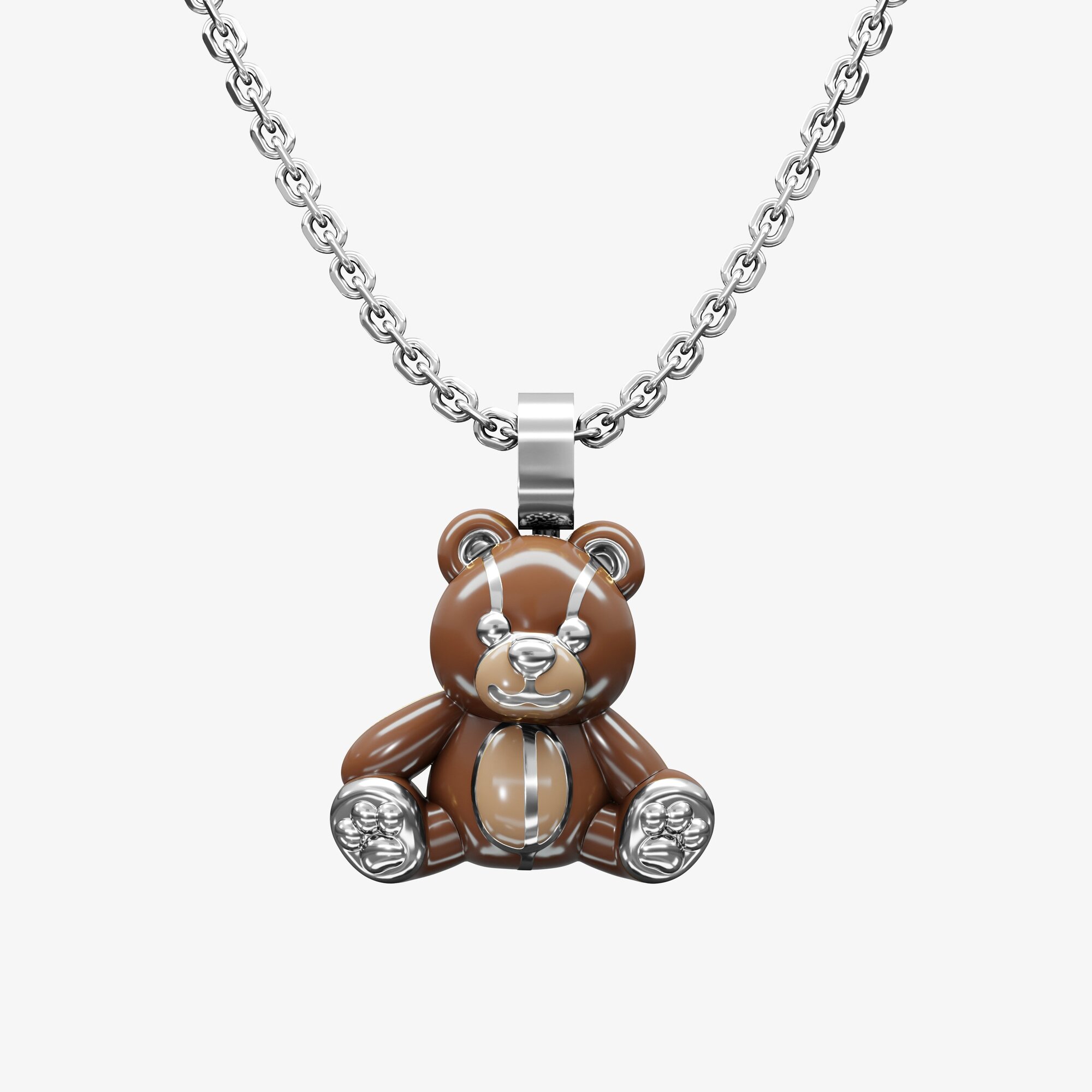Подвеска из серебра с эмалью ЭМОДЗИ МИШКА - PC210-102 Подвеска TEDDY BEAR