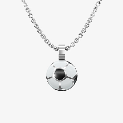 Подвеска из серебра с эмалью ЭМОДЗИ ФУТБОЛЬНЫЙ МЯЧ - PC145-102 Подвеска KICK