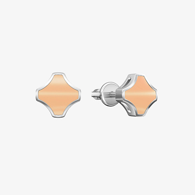 Серьги из серебра с эмалью ПУТЬ 1 персик - EC088-101 Серьги WAY 1 peach