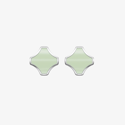 Серьги из серебра с эмалью ПУТЬ 1 фисташка - EC102-101 Серьги WAY 1 pistachio