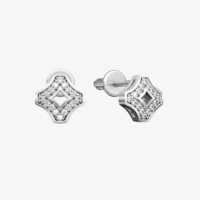 Серьги из серебра с фианитами ПУТЬ 3 - EC096-110 Серьги WAY 3