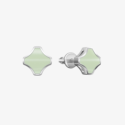 Серьги из серебра с эмалью ПУТЬ 1 фисташка - EC102-101 Серьги WAY 1 pistachio