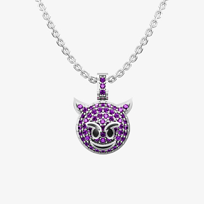 Подвеска из серебра с фианитами и эмалью ЭМОДЗИ ДЬЯВОЛ - PC062-110 Подвеска DEVISH