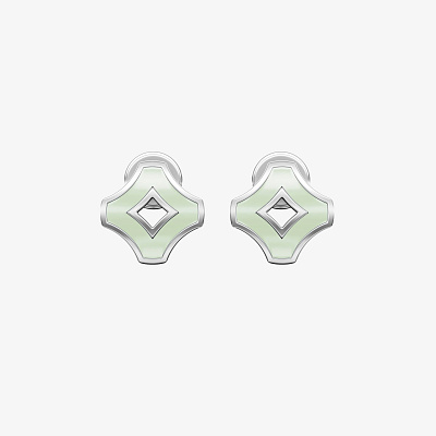 Серьги из серебра с эмалью ПУТЬ 2 фисташка - EC094-101 Серьги WAY 2 pistachio