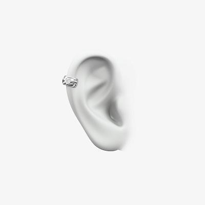 Кафф S из серебра с фианитом - EB071-110 Кафф S с фианитами