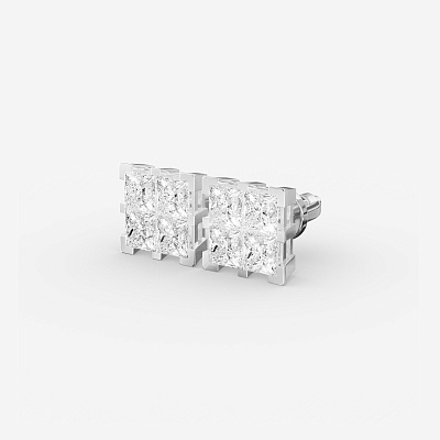 Пусеты из серебра с фианитами B 19 - EB037-110 Пусеты B 19