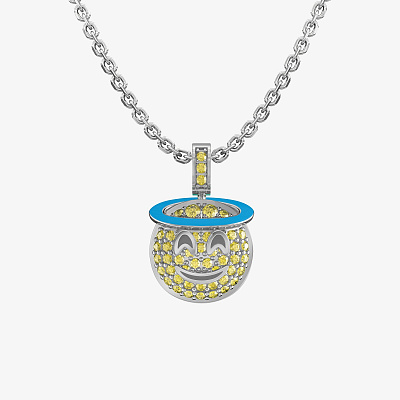 Подвеска из серебра с фианитами и эмалью ЭМОДЗИ АНГЕЛЬСКИЙ - PC056-112 Подвеска BLESS