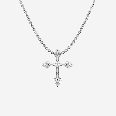 Подвеска крест из серебра с фианитами B 49 - PB360-110 Подвеска B 49