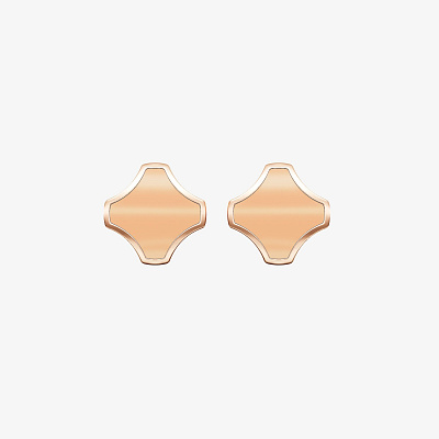 Серьги из розового золота с эмалью ПУТЬ 1 персик - EC088-301 Серьги WAY 1 peach