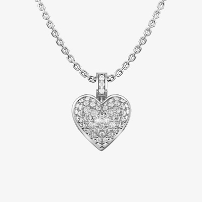 Подвеска из серебра с фианитами ЭМОДЗИ БЕЛОЕ СЕРДЦЕ - PC058-110 Подвеска PURE