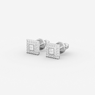 Пусеты из серебра с фианитами B 15 - EB029-110 Пусеты B 15