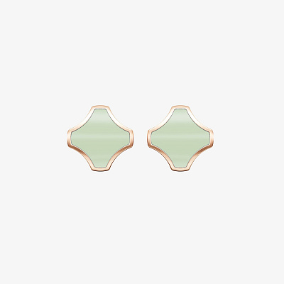 Серьги из розового золота с эмалью ПУТЬ 1 фисташка - EC102-301 Серьги WAY 1 pistachio