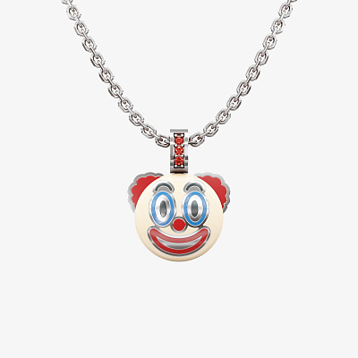 Подвеска из серебра с фианитами и эмалью ЭМОДЗИ КЛОУН - PC222-112 Подвеска CLOWN