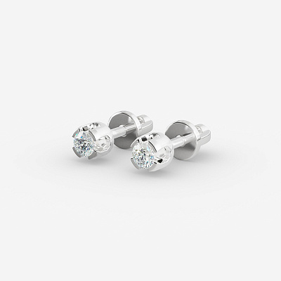 Пусеты из серебра с фианитами B 9 - EB017-110 Пусеты B 9