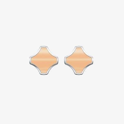 Серьги из серебра с эмалью ПУТЬ 1 персик - EC088-101 Серьги WAY 1 peach