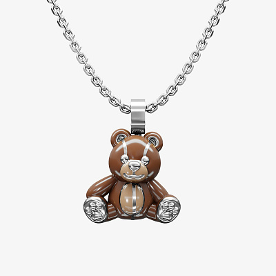 Подвеска из серебра с эмалью ЭМОДЗИ МИШКА - PC210-102 Подвеска TEDDY BEAR